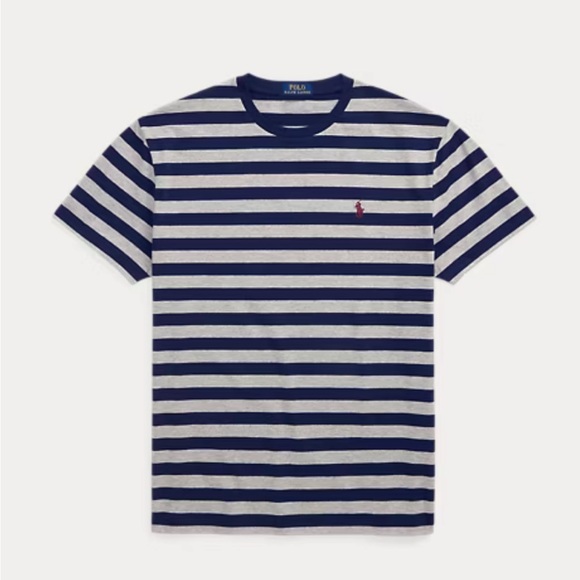 🆕 Polo Ralph Lauren Classic Fit Striped Jersey T-Shirt.Andover Heather/Navy, 2XL - Picture 1 of 12